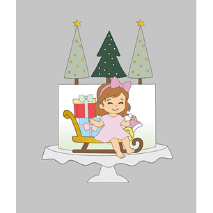 Arquivo Natal Topo de Bolo Menina no Treno