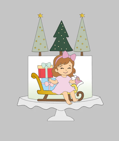 Arquivo Natal Topo de Bolo Menina no Treno