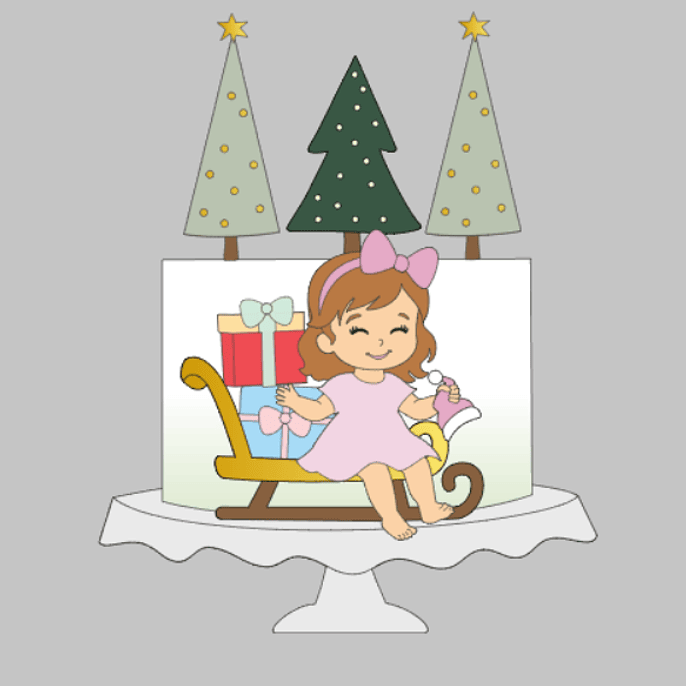 Arquivo Natal Topo de Bolo Menina no Treno 1