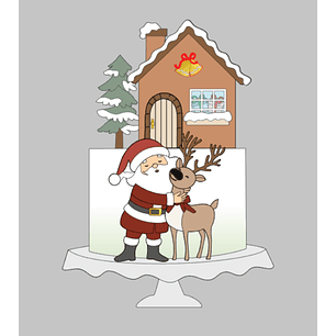 Arquivo Natal Topo de Bolo Papai Noel e Rena