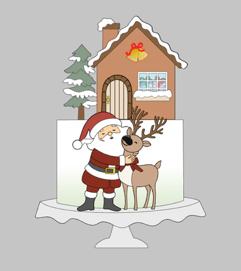 Arquivo Natal Topo de Bolo Papai Noel e Rena