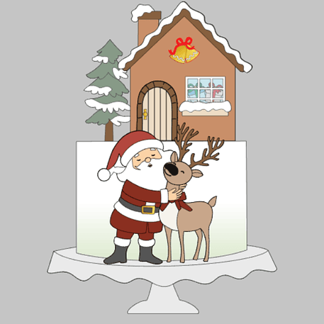 Arquivo Natal Topo de Bolo Papai Noel e Rena 1