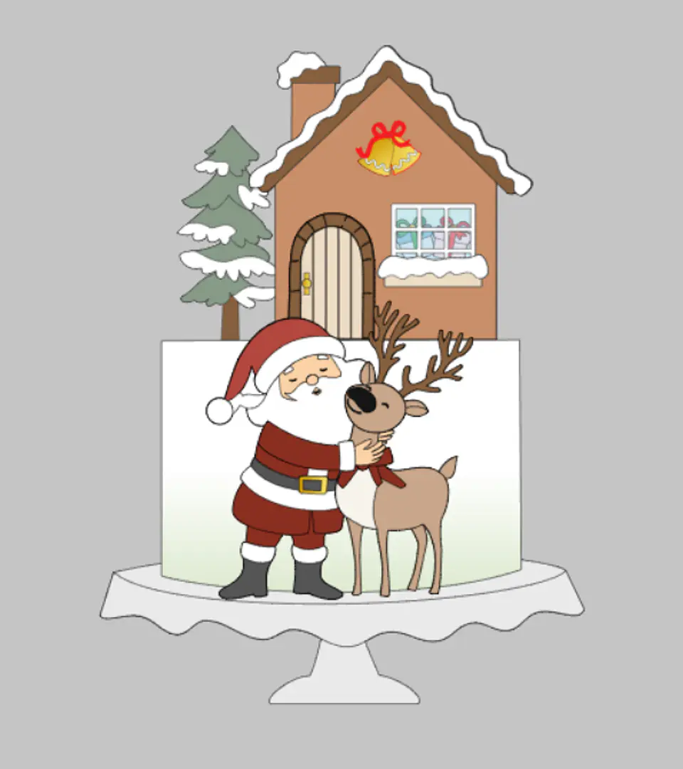 Arquivo Natal Topo de Bolo Papai Noel e Rena 1