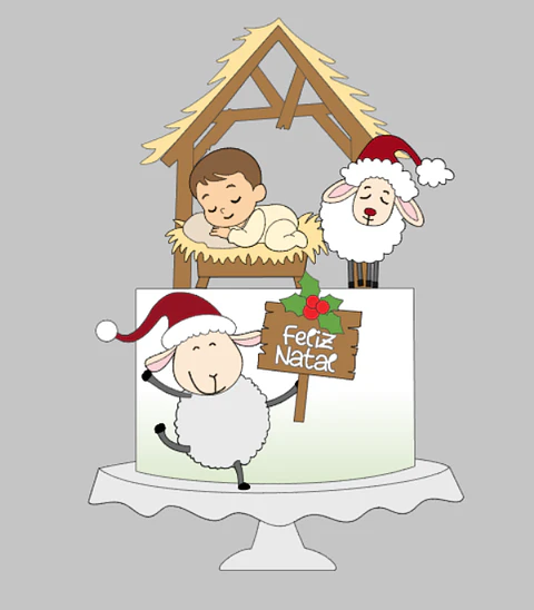 Arquivo Natal Topo de Bolo Cristão Presépio