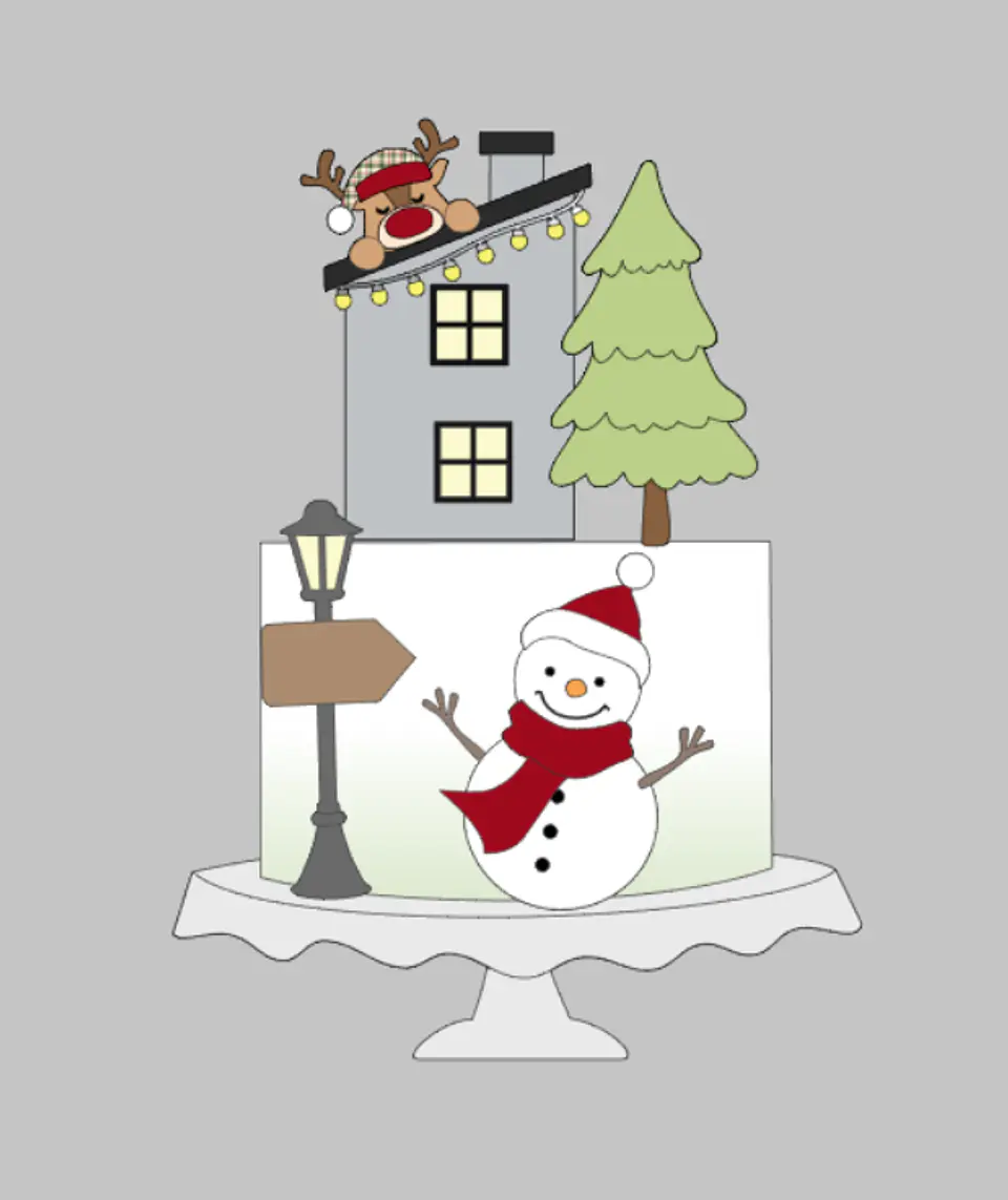 Arquivo Natal Topo de Bolo Rena no Telhado 1