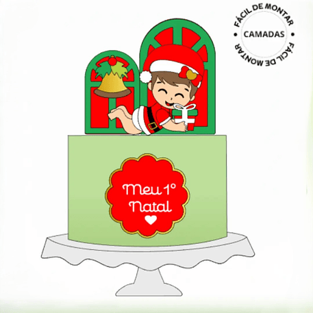 Arquivo Natal Topo de Bolo Bebê Painel 1