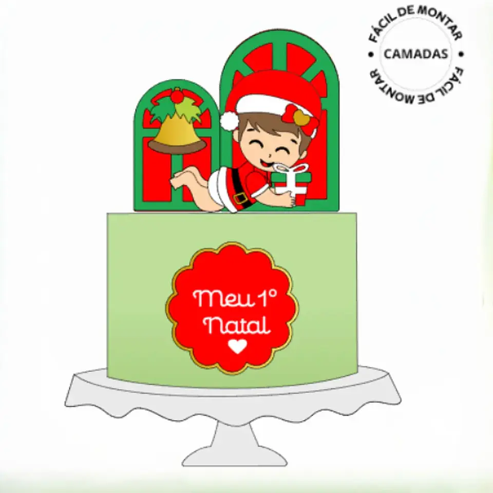 Arquivo Natal Topo de Bolo Bebê Painel 1
