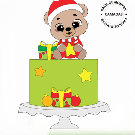 Arquivo Natal Topo de Bolo Ursinho 1
