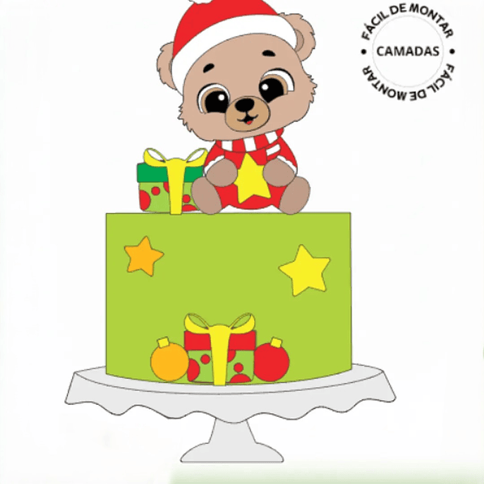 Arquivo Natal Topo de Bolo Ursinho 1