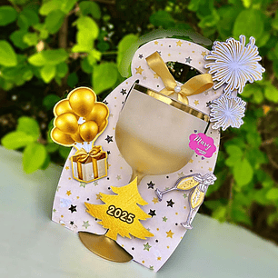 Arquivo Ano Novo Suporte Taça de Gin 2025 - Mary Criações