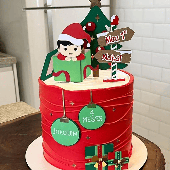 Arquivo Natal Topo de Bolo Menino na Caixa 1