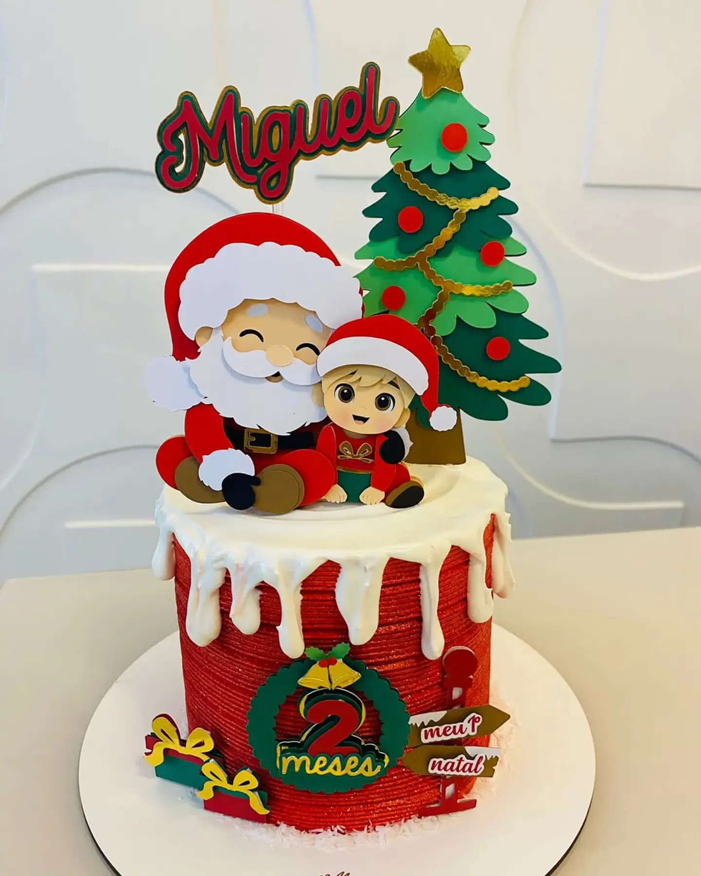 Arquivo Natal Topo de Bolo Papai Noel e Menino 1