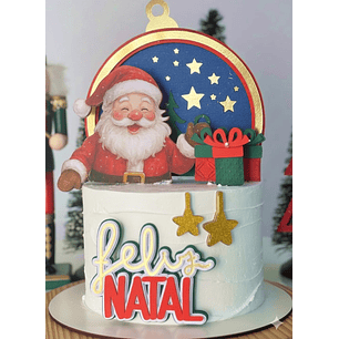 Arquivo Natal Topo de Bolo Papai Noel Aquarela