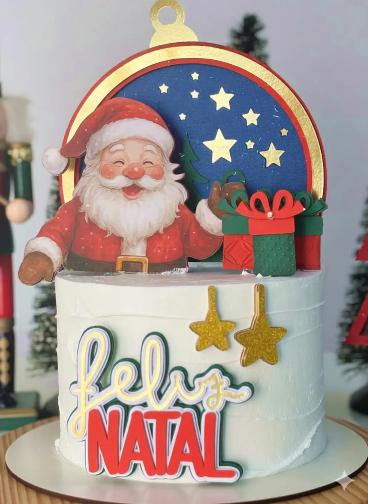 Arquivo Natal Topo de Bolo Papai Noel Aquarela 1