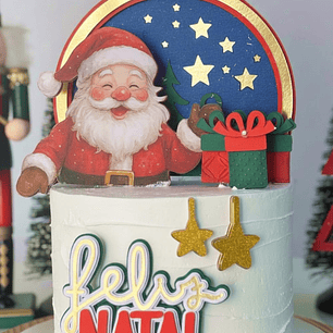 Arquivo Natal Topo de Bolo Papai Noel Aquarela