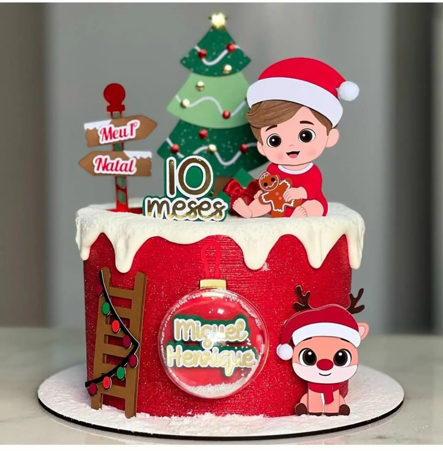 Arquivo Natal Topo de Bolo Menino e Rena 1