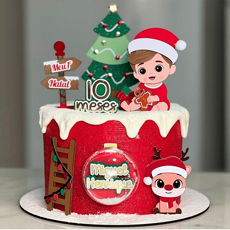 Arquivo Natal Topo de Bolo Menino e Rena 1