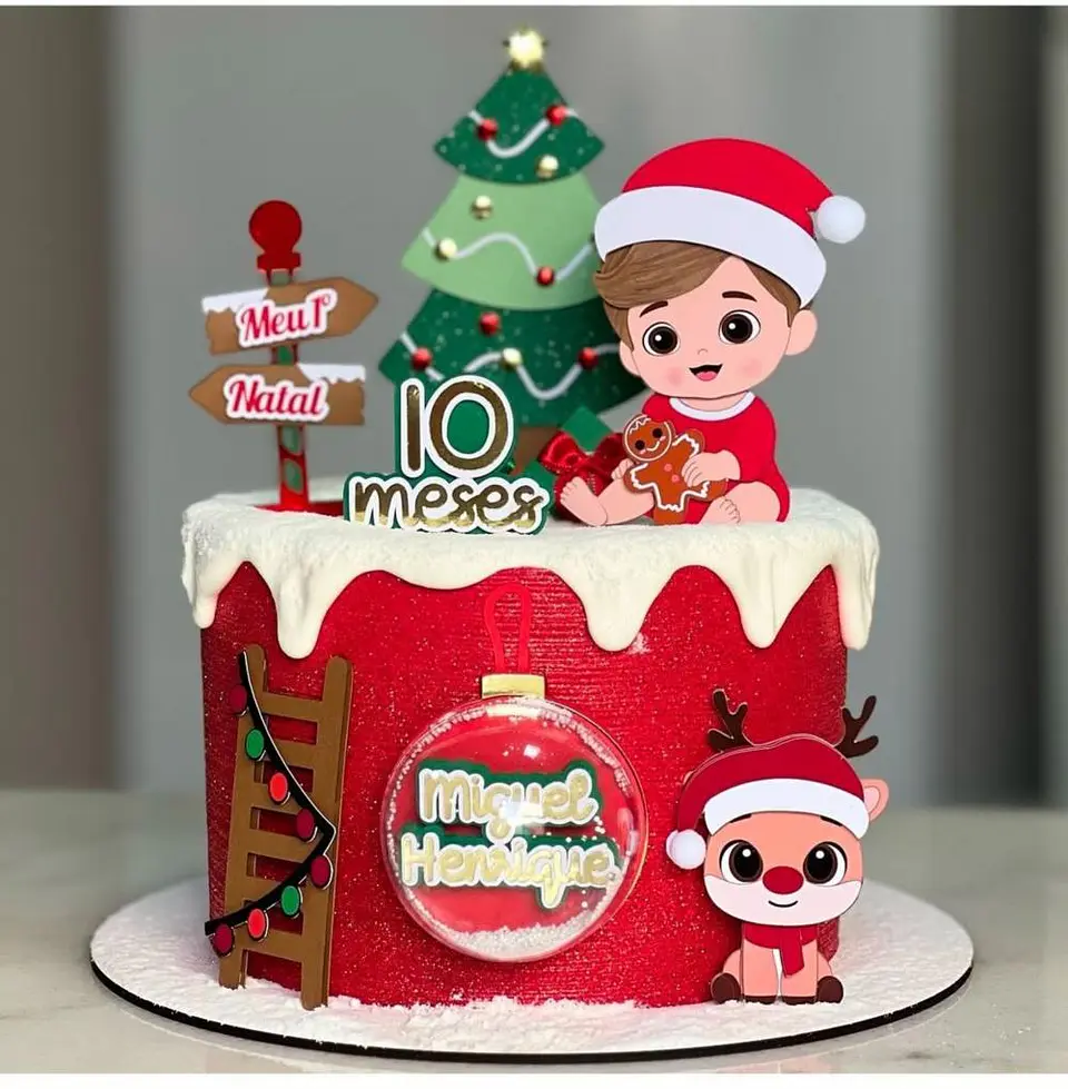 Arquivo Natal Topo de Bolo Menino e Rena 1
