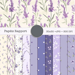 Kit Digital Coleção Lavanda - Combo Papéis - Tita