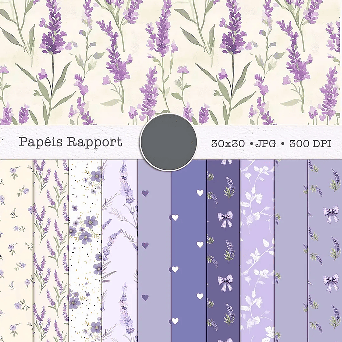 Kit Digital Coleção Lavanda - Combo Papéis - Tita 2
