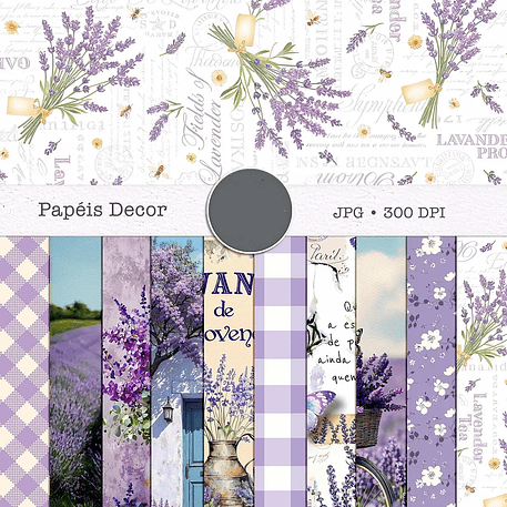 Kit Digital Coleção Lavanda - Combo Papéis - Tita 3