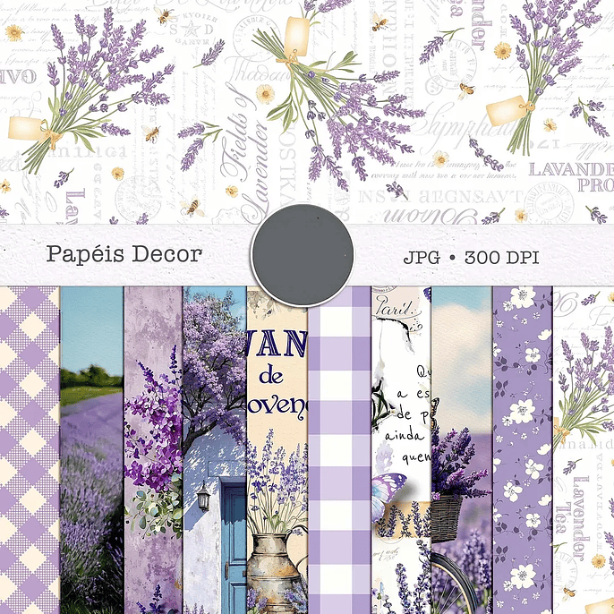 Kit Digital Coleção Lavanda - Combo Papéis - Tita 3