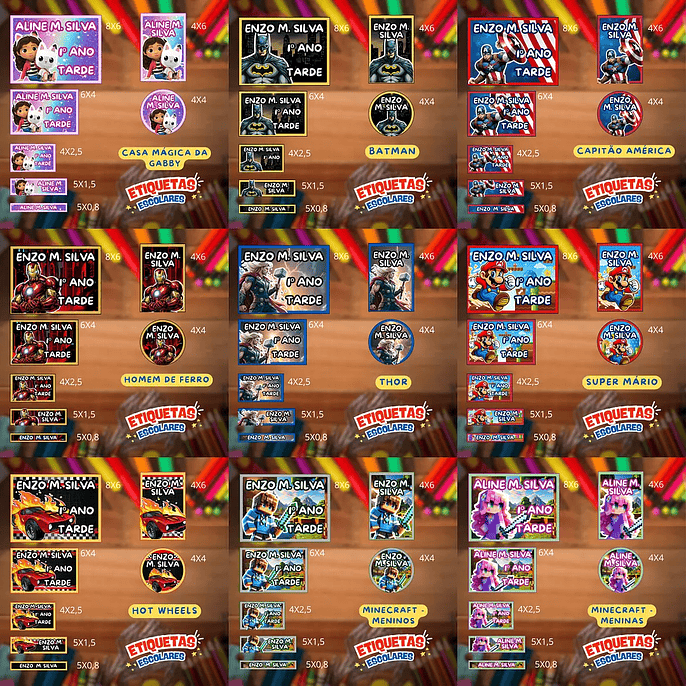 Arquivo Combo Etiqueta Escolar 50 Temas - ILUSTRACIN 5