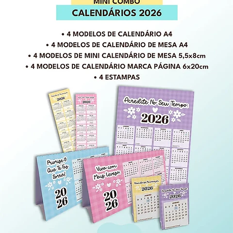 Arquivo Mini Combo Calendários Fofos 2026