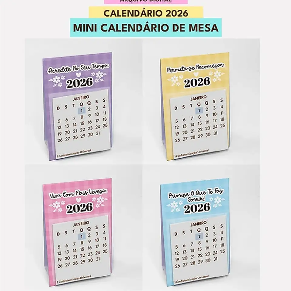 Arquivo Mini Combo Calendários Fofos 2026 2