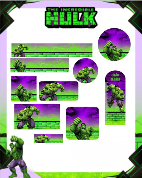 Arquivo Etiqueta Escolar Hulk - PAMELLA