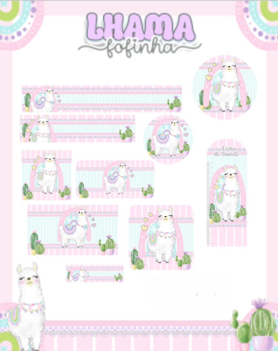 Arquivo Etiqueta Escolar Lhama Fofinha - PAMELLA 1