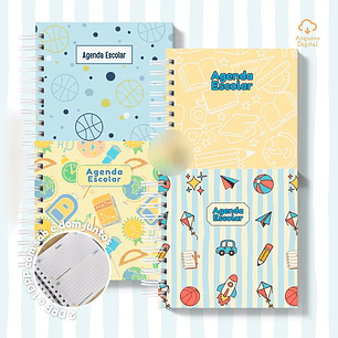 Arquivo Mini Agenda Escolar Quadrada 2026 Azul com Amarelo