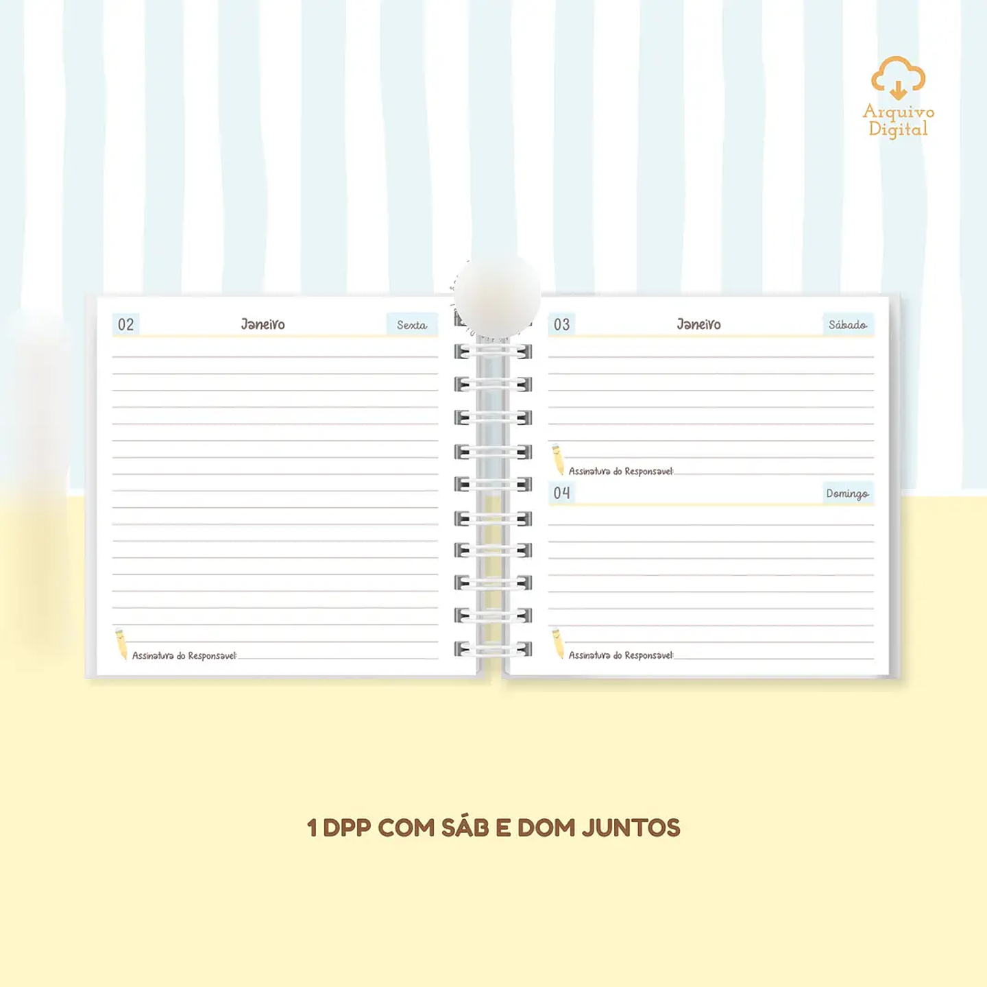 Arquivo Mini Agenda Escolar Quadrada 2026 Azul com Amarelo 2