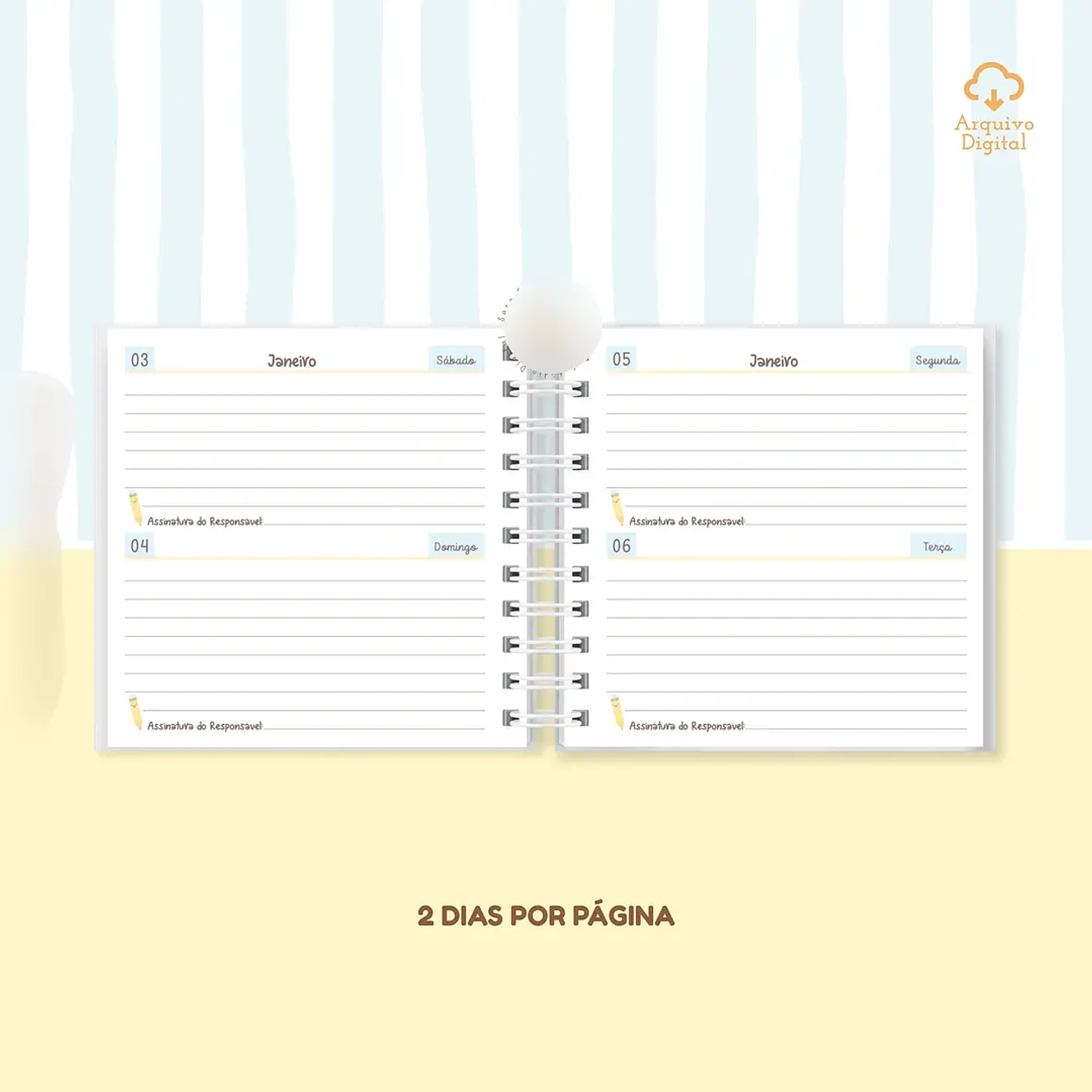 Arquivo Mini Agenda Escolar Quadrada 2026 Azul com Amarelo 4