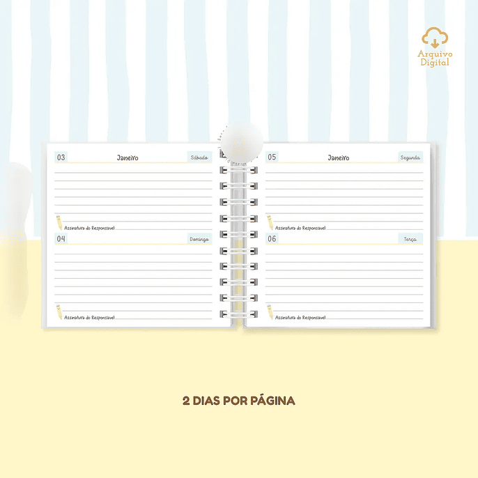 Arquivo Mini Agenda Escolar Quadrada 2026 Azul com Amarelo 4