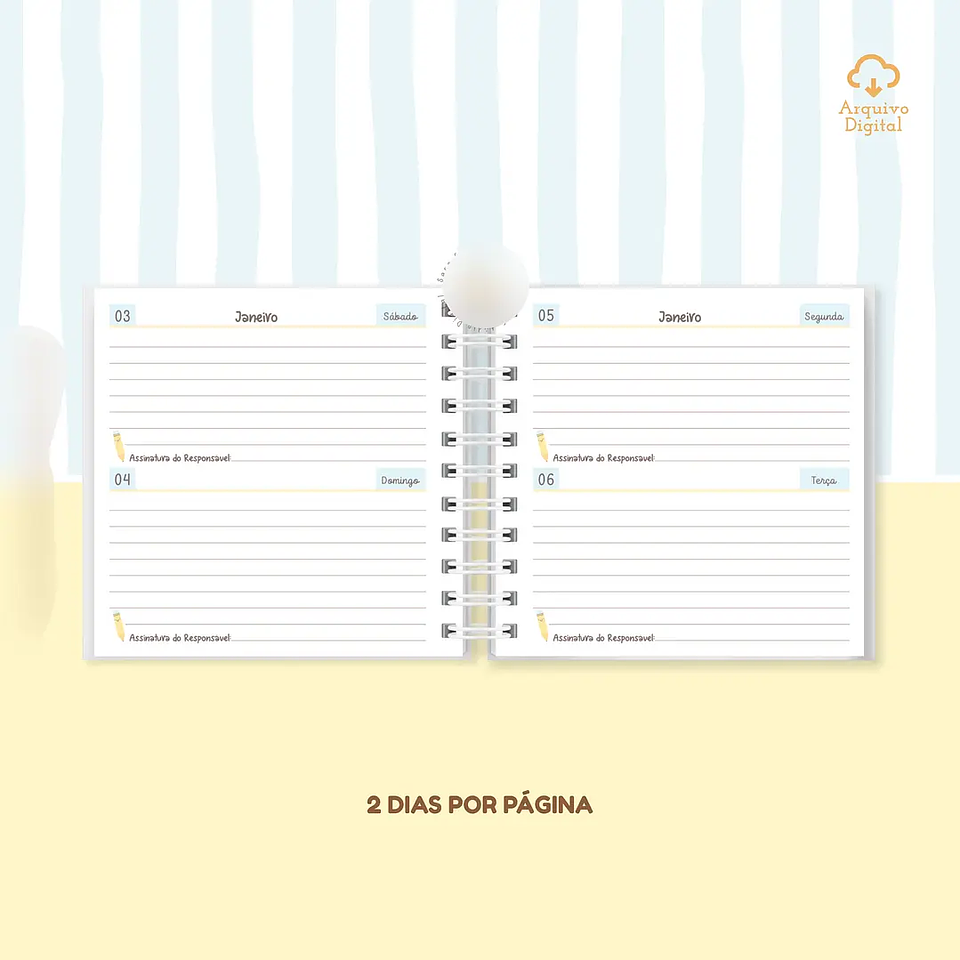 Arquivo Mini Agenda Escolar Quadrada 2026 Azul com Amarelo 4