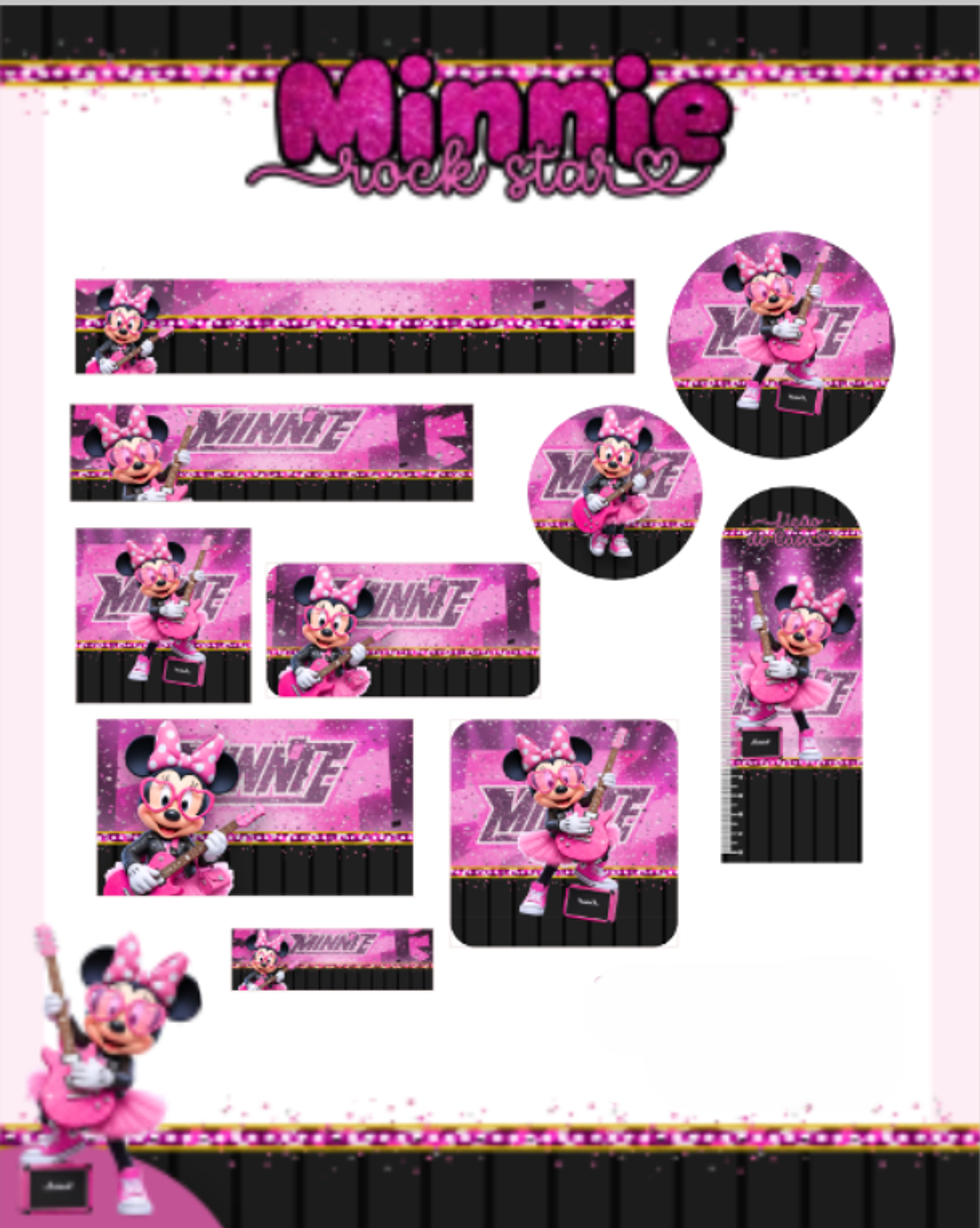 Arquivo Etiqueta Escolar Minnie Rock Star - PAMELLA 1