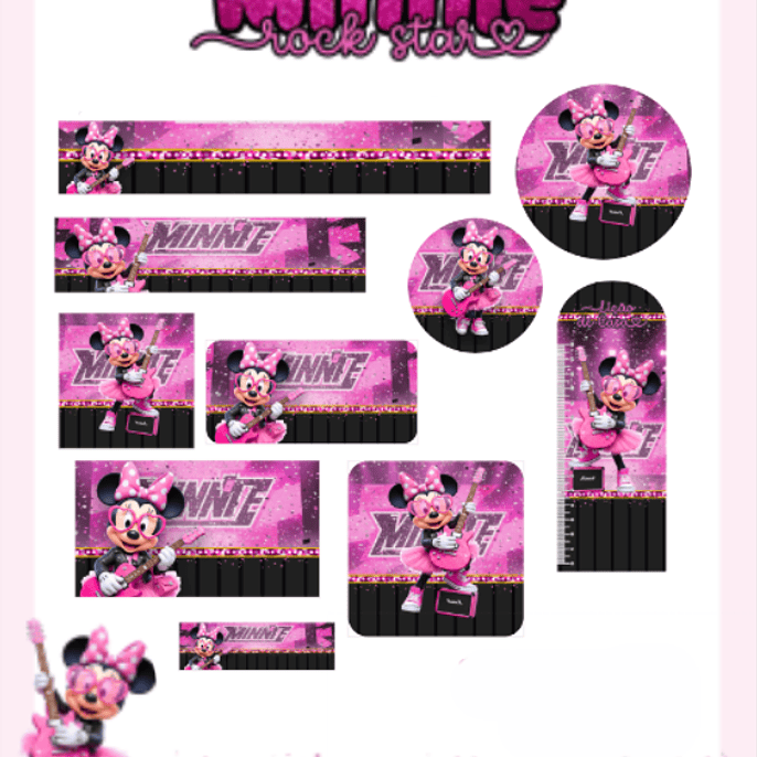 Arquivo Etiqueta Escolar Minnie Rock Star - PAMELLA 1