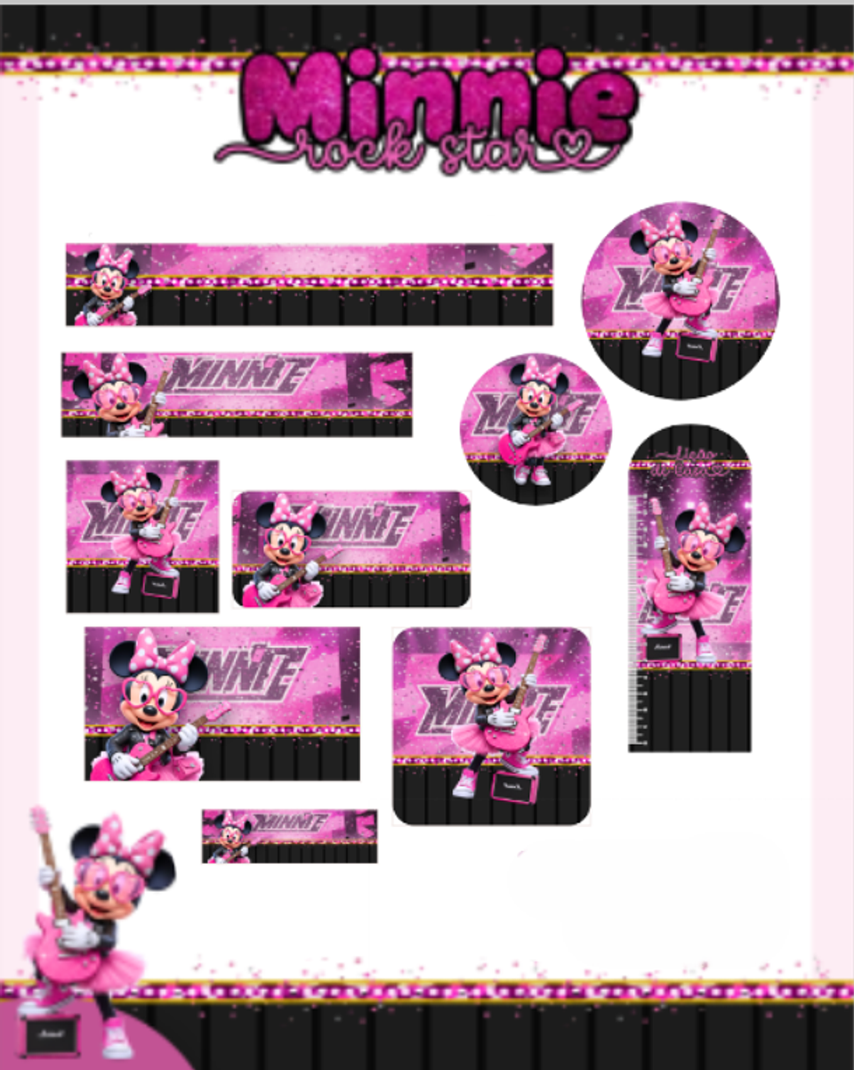 Arquivo Etiqueta Escolar Minnie Rock Star - PAMELLA 1