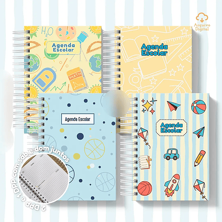 Arquivo Agenda Escolar 2026 Azul com Amarelo A5 1