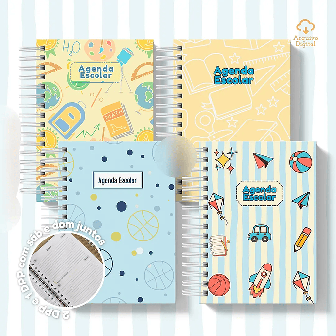 Arquivo Agenda Escolar 2026 Azul com Amarelo A5 1
