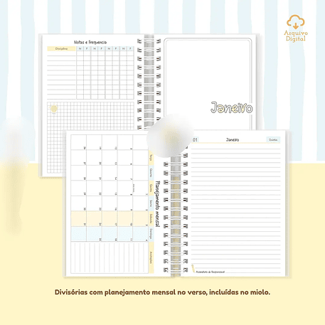 Arquivo Agenda Escolar 2026 Azul com Amarelo A5 4