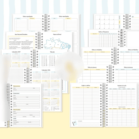 Arquivo Agenda Escolar 2026 Azul com Amarelo A5 5