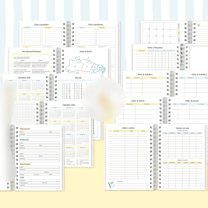 Arquivo Agenda Escolar 2026 Azul com Amarelo A5 5