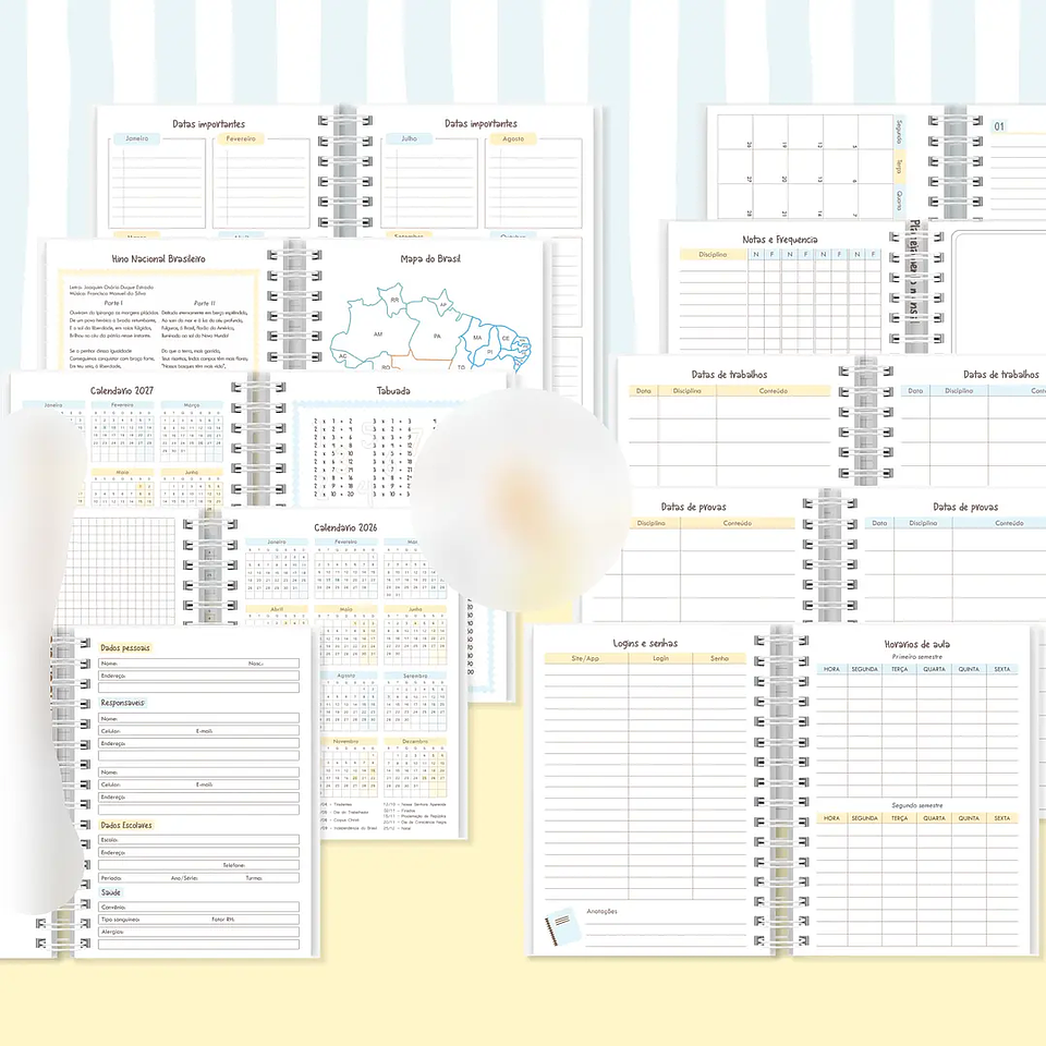 Arquivo Agenda Escolar 2026 Azul com Amarelo A5 5