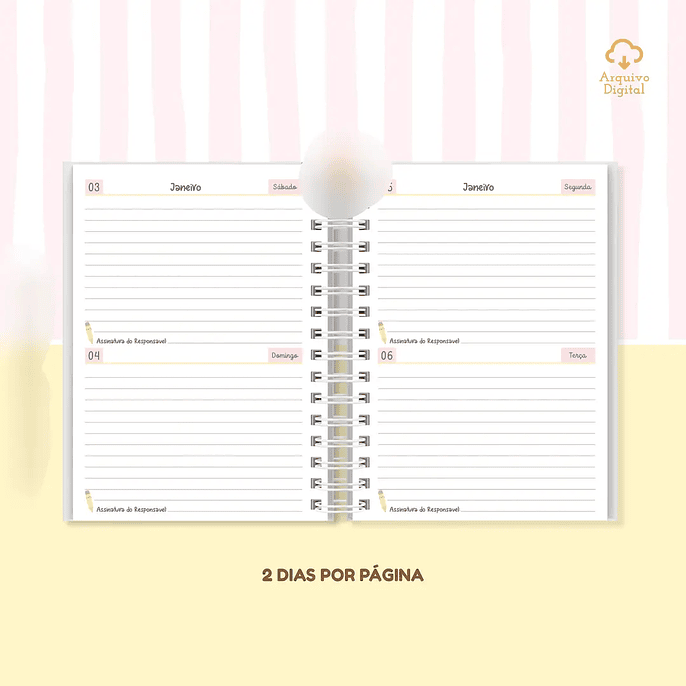 Arquivo Agenda Escolar 2026 Rosa com Amarelo A5 2