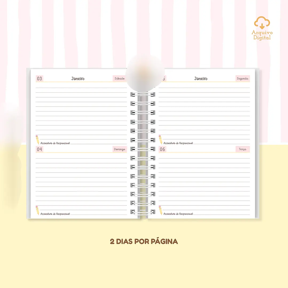 Arquivo Agenda Escolar 2026 Rosa com Amarelo A5 2
