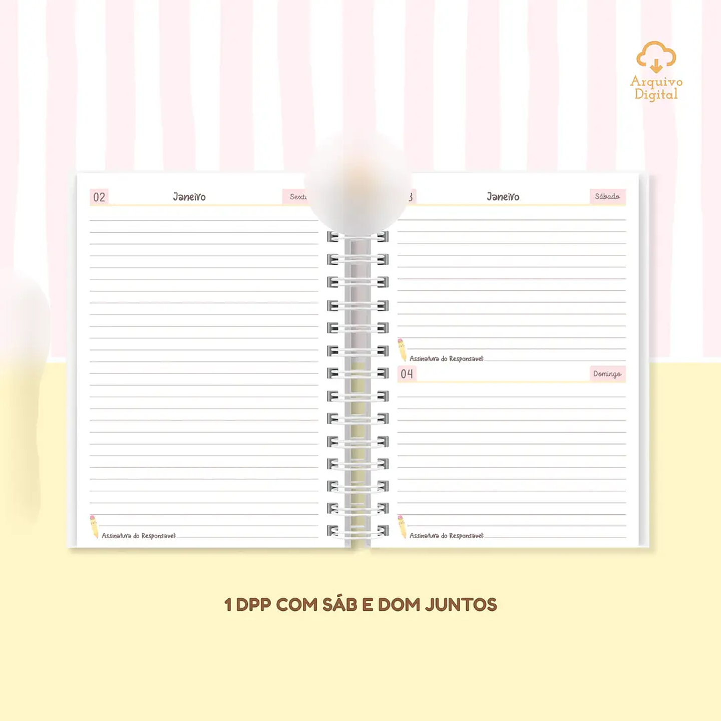 Arquivo Agenda Escolar 2026 Rosa com Amarelo A5 3