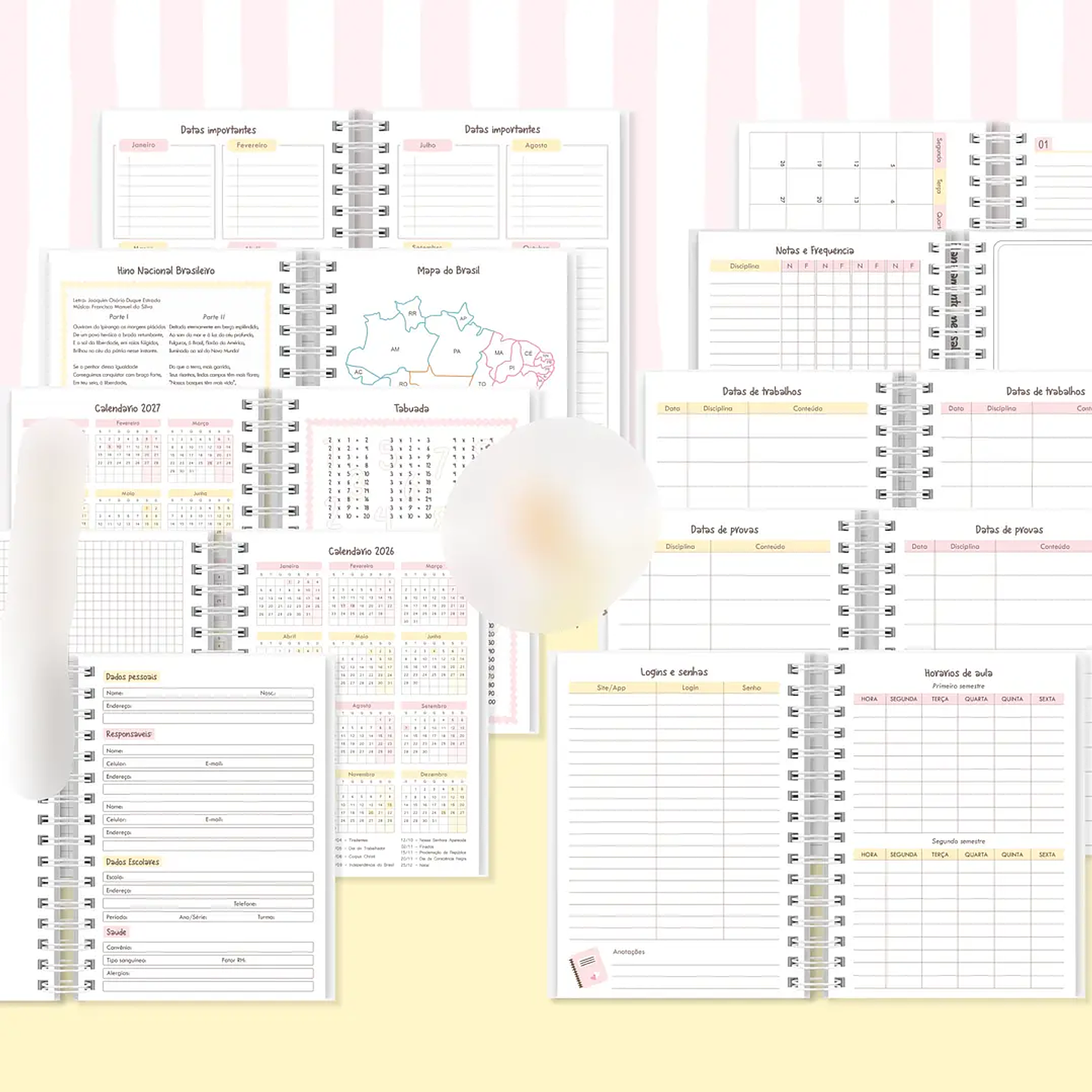 Arquivo Agenda Escolar 2026 Rosa com Amarelo A5 4
