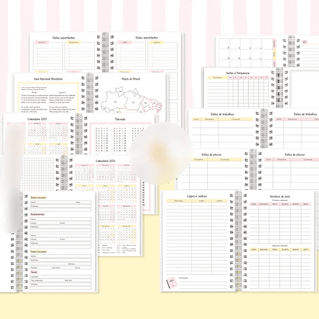 Arquivo Agenda Escolar 2026 Rosa com Amarelo A5 4